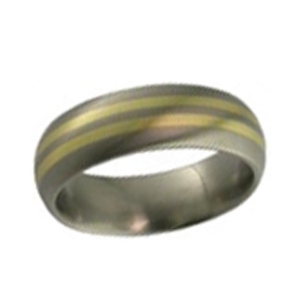 Titanium Wedding Ring (2219) Gold Inlaid